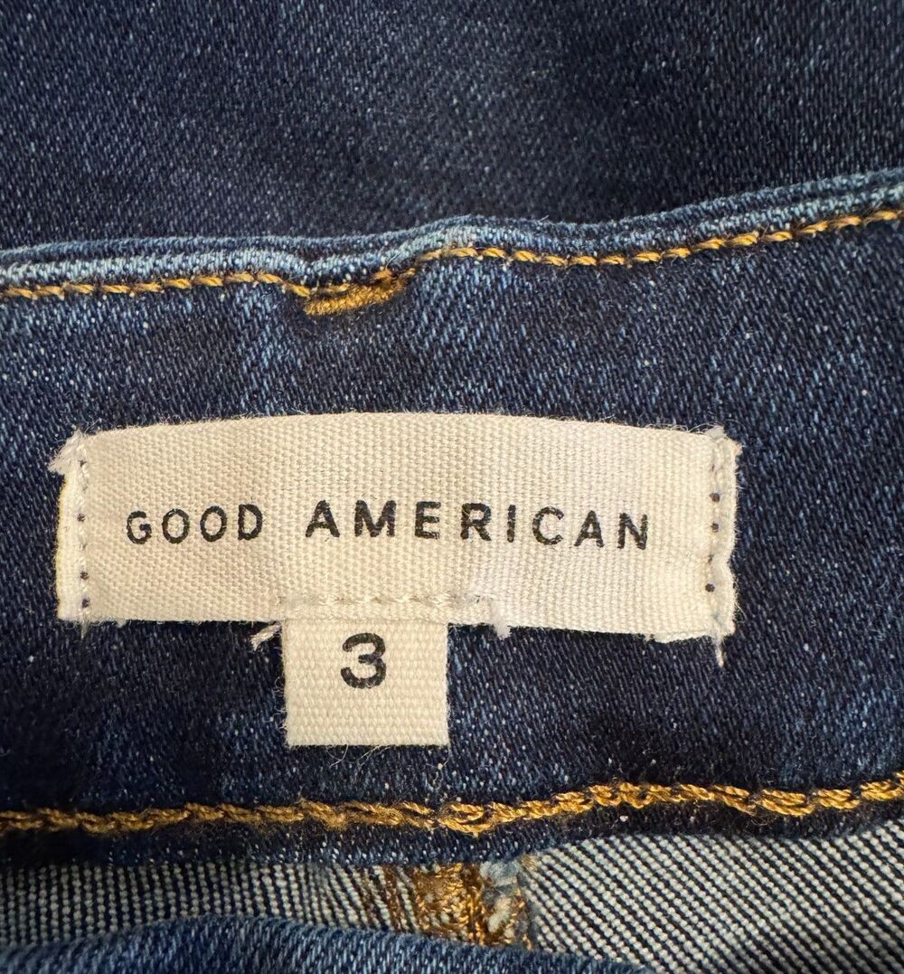 Good American Good Legs Straight High Rise Jeans Size 3 Dark Wash 27" Inseam - Picture 4 of 12
